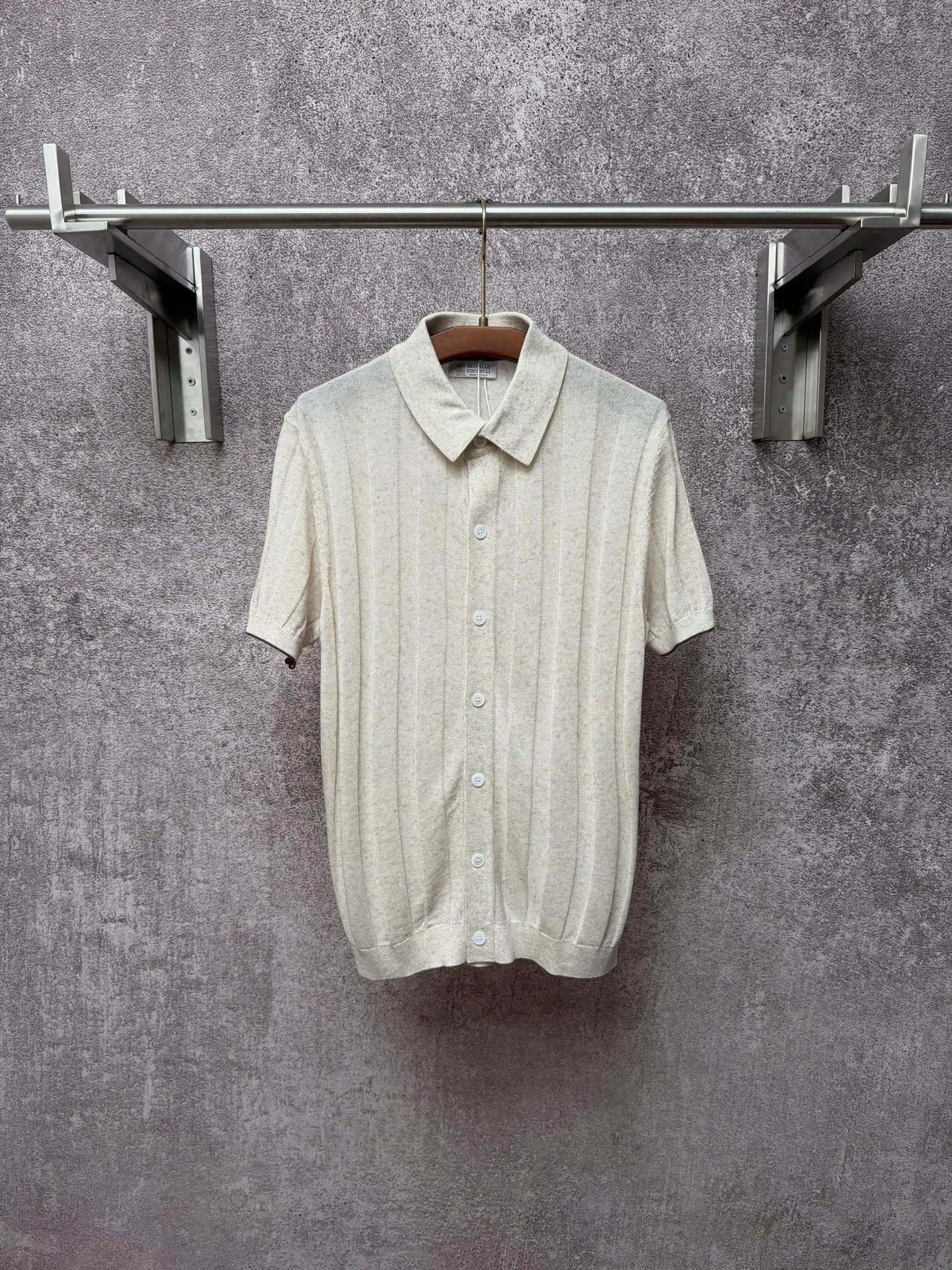 Brunello Cucieli linen old money style lapel button knitted short-sleeved Po Lo shirt Size: S M L XL